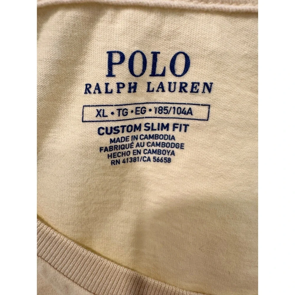 Polo Ralph Lauren Mens XL Custom Slim Fit T-Shirt Yellow Blue Pony Cotton Tee